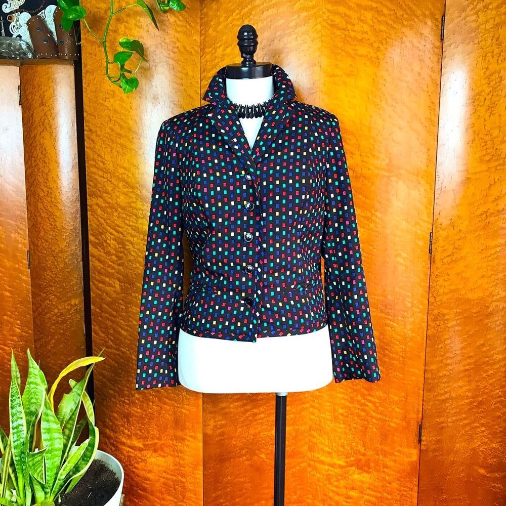 80’s VINTAGE Confetti I. Magnin Silk Jacket S M